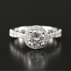 18K 1.16 CTW Diamond Halo Ring with Pave Band
